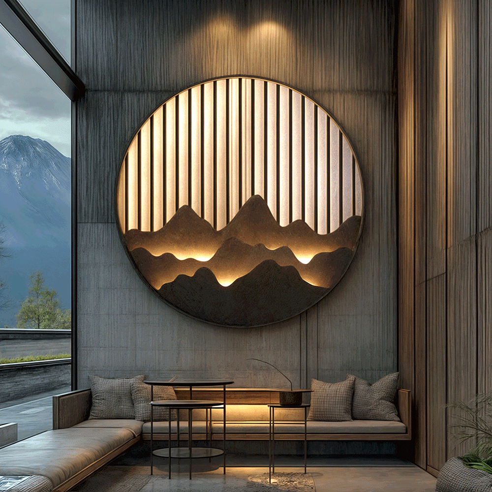3D Wooden Mountain Wall Art