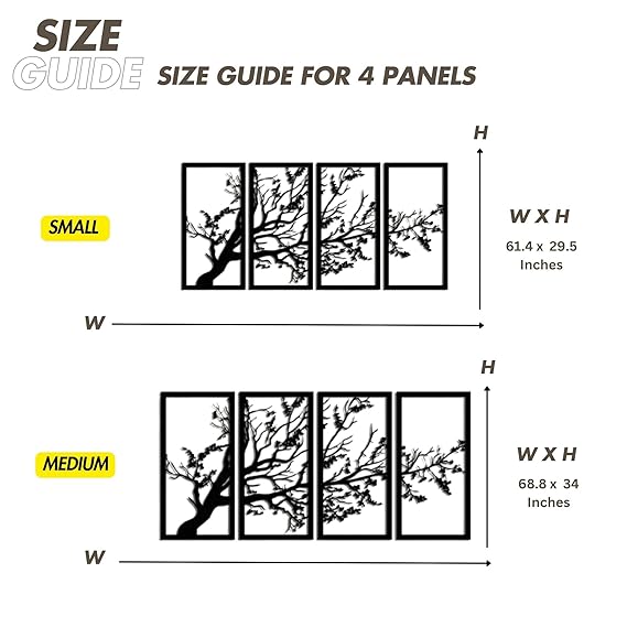 Tree of Life 4 Panels, Wood Tree Wall Art, Tree Sign