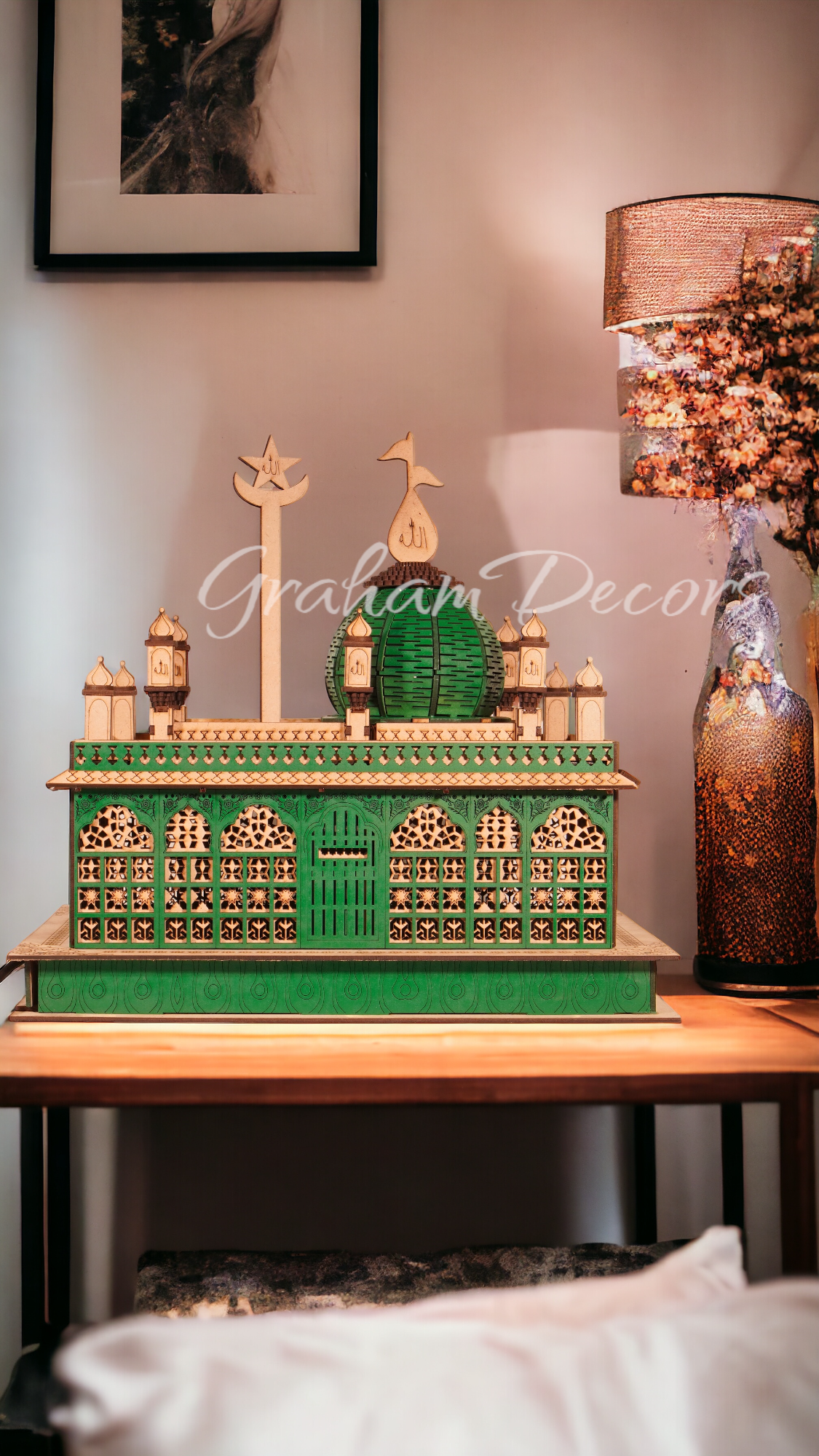 Enhance your home interior with our Kaliyar Sharif replica, evoking the sacred masjid quba. Explore nearby masjid inspirations for modern bedroom, wall designs and room ideas creating a tranquil space that radiates elegance and peace.