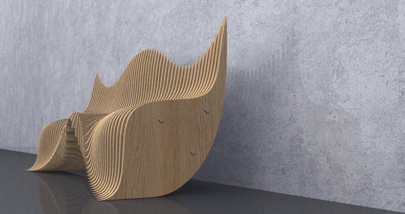 3D Wavy Design Parametric Wooden Bench