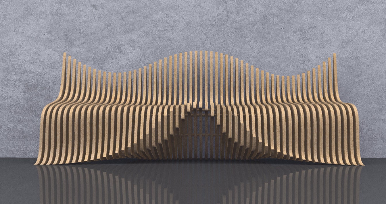 3D Wavy Design Parametric Wooden Bench