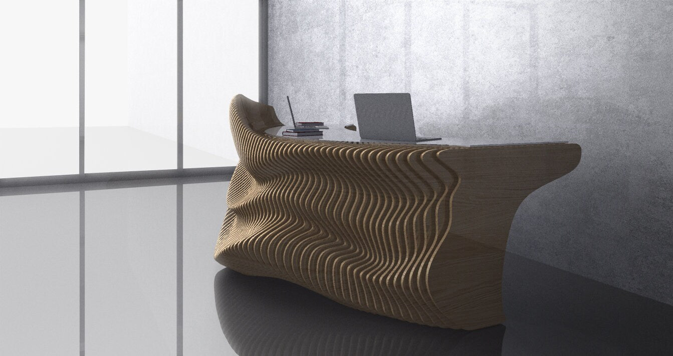3D Wavy Design Parametric Wooden Office Desk