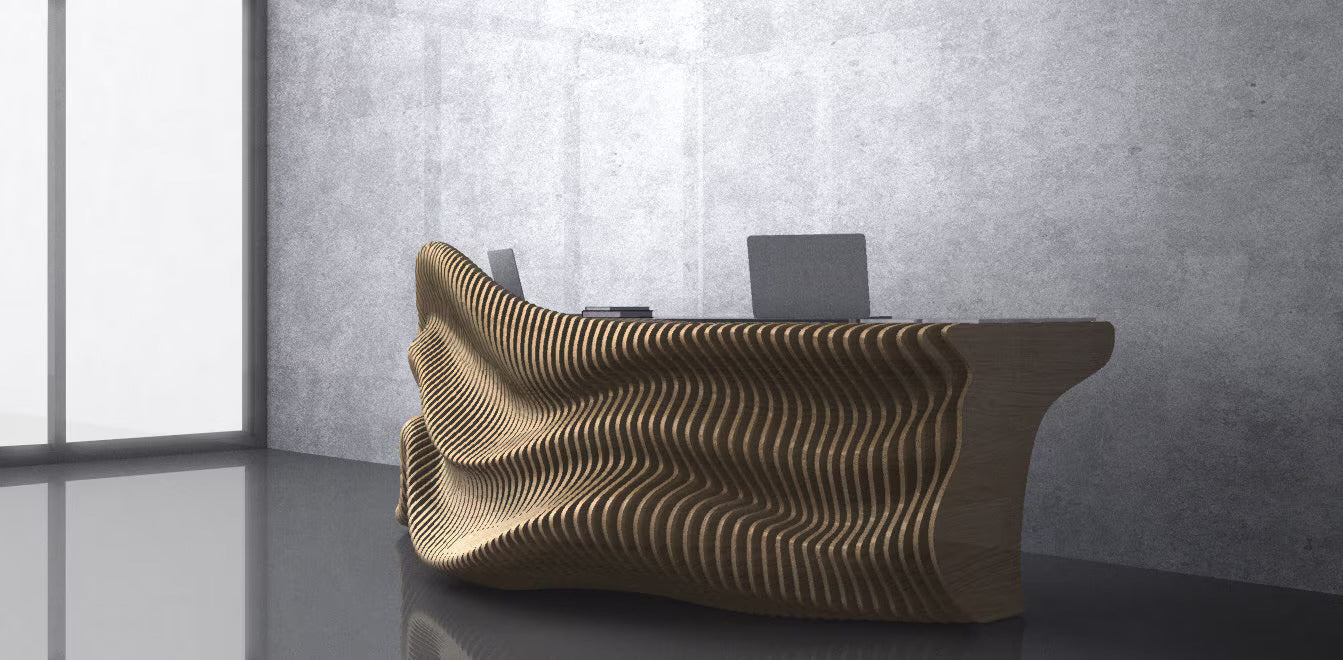 3D Wavy Design Parametric Wooden Office Desk