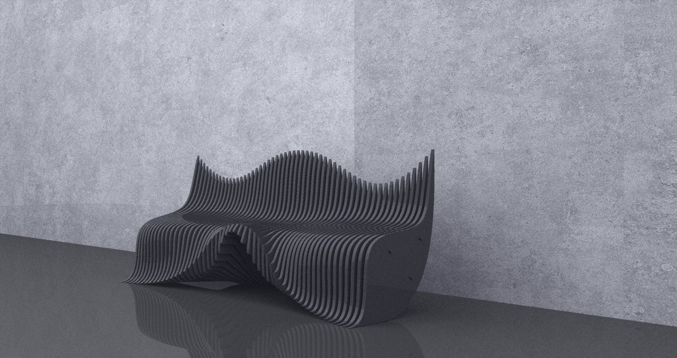 3D Wavy Design Parametric Wooden Bench