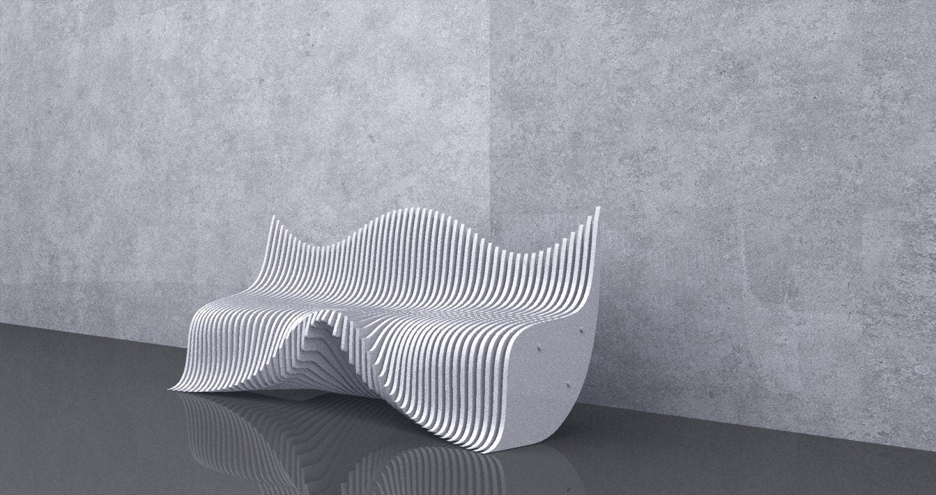 3D Wavy Design Parametric Wooden Bench