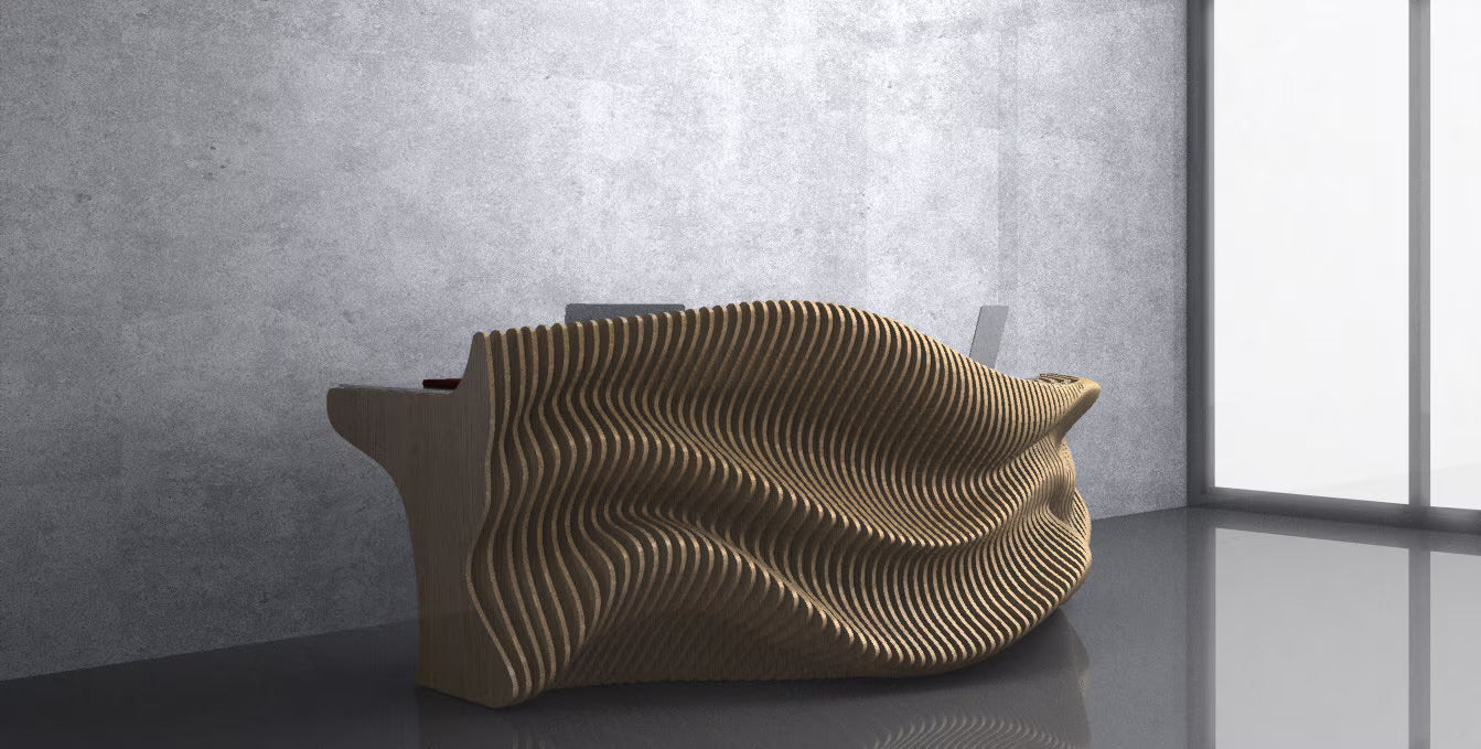 3D Wavy Design Parametric Wooden Office Desk