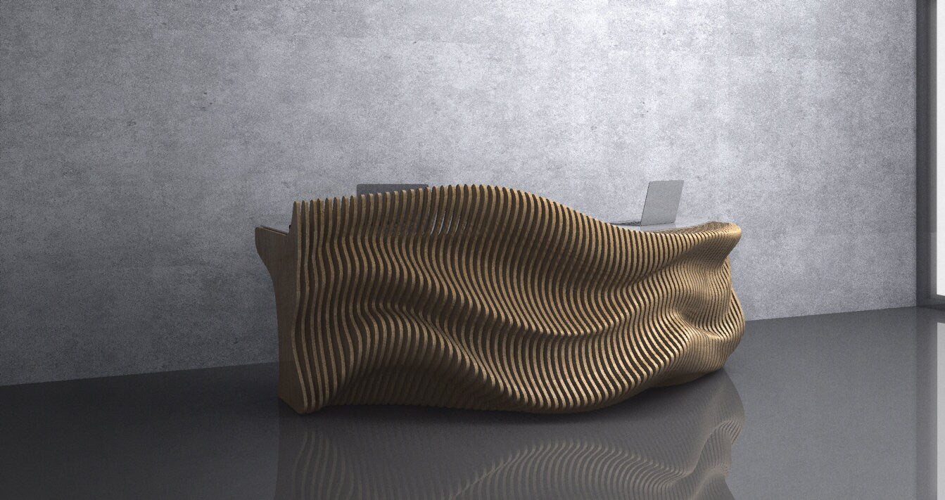 3D Wavy Design Parametric Wooden Office Desk