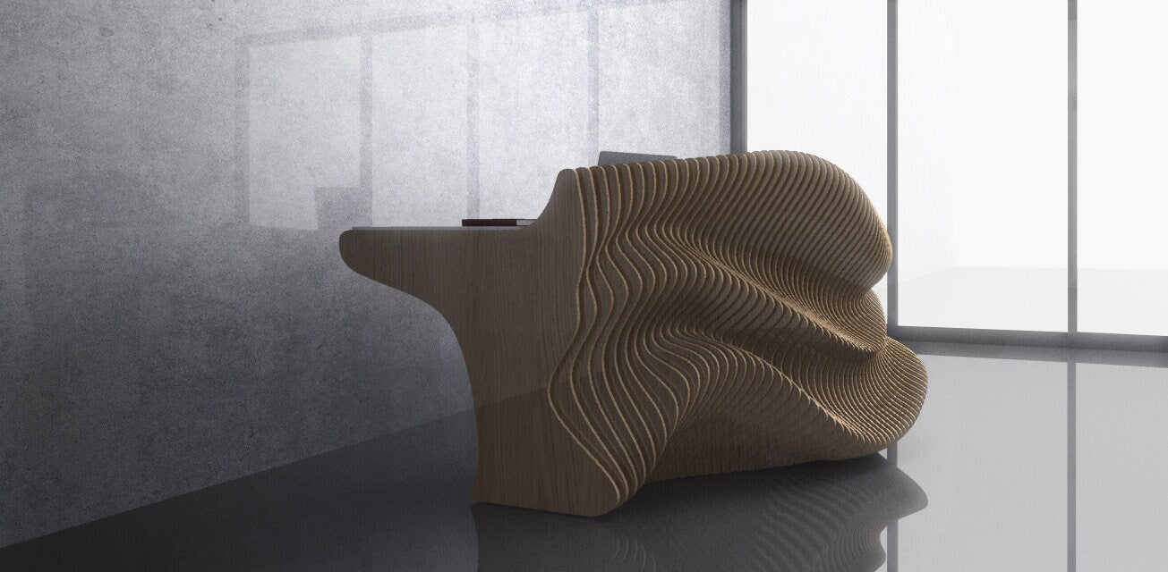 3D Wavy Design Parametric Wooden Office Desk