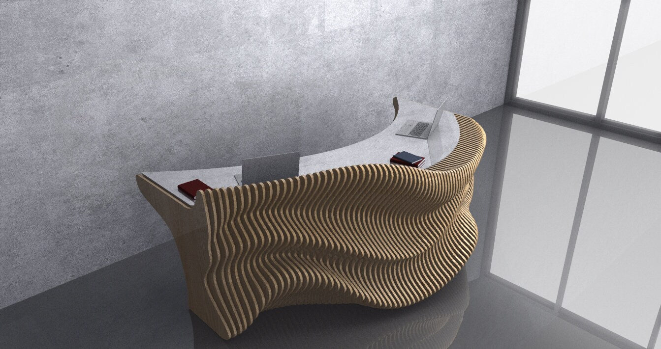 3D Wavy Design Parametric Wooden Office Desk
