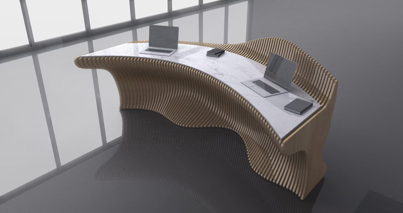 3D Wavy Design Parametric Wooden Office Desk