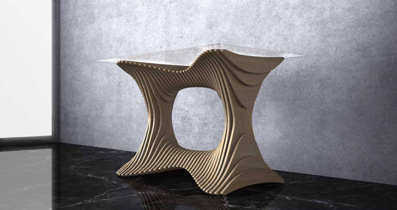 3D Parametric Wavy Design Wooden Table
