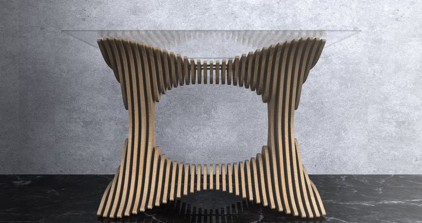 3D Parametric Wavy Design Wooden Table