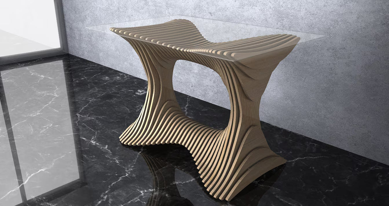 3D Parametric Wavy Design Wooden Table