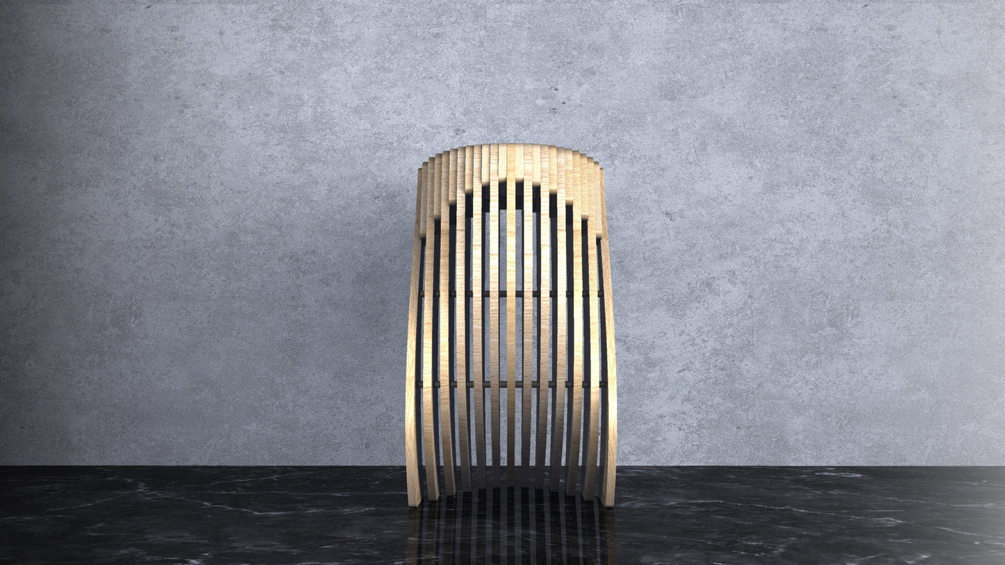 3D Parametric Wavy Design Wooden Stool