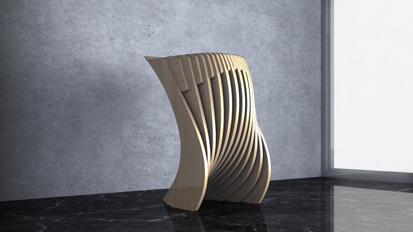 3D Parametric Wavy Design Wooden Stool