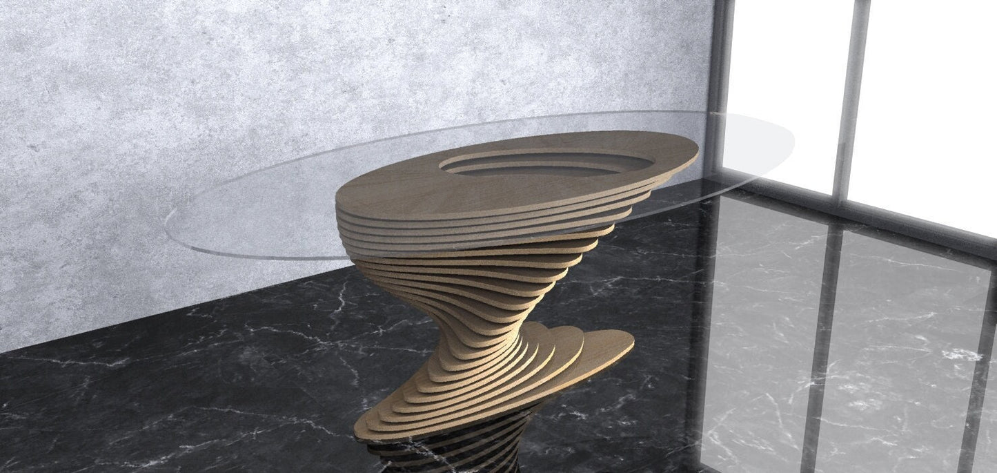 3D Wavy Design Parametric Wooden Side Table