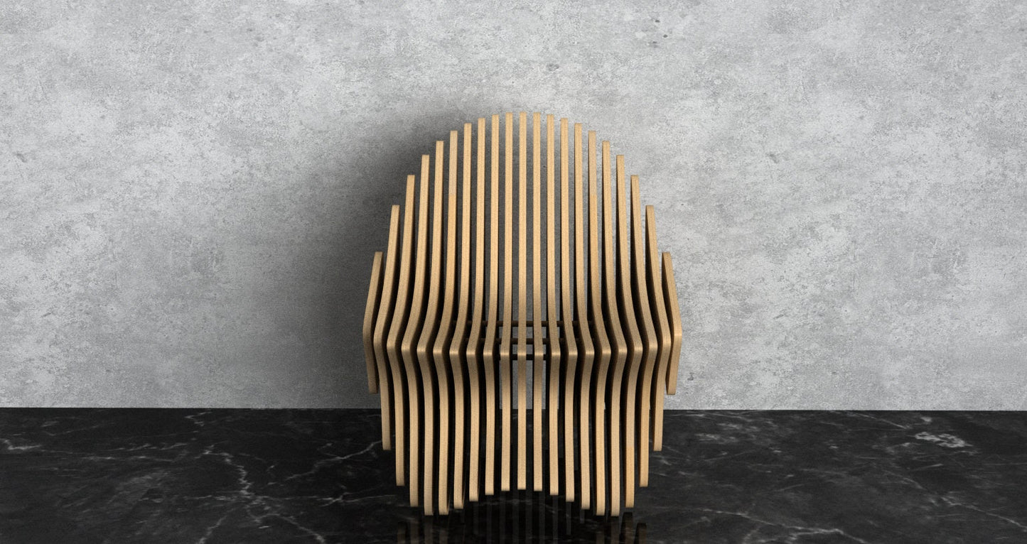 3D Modern Parametric Wavy Wooden Chair