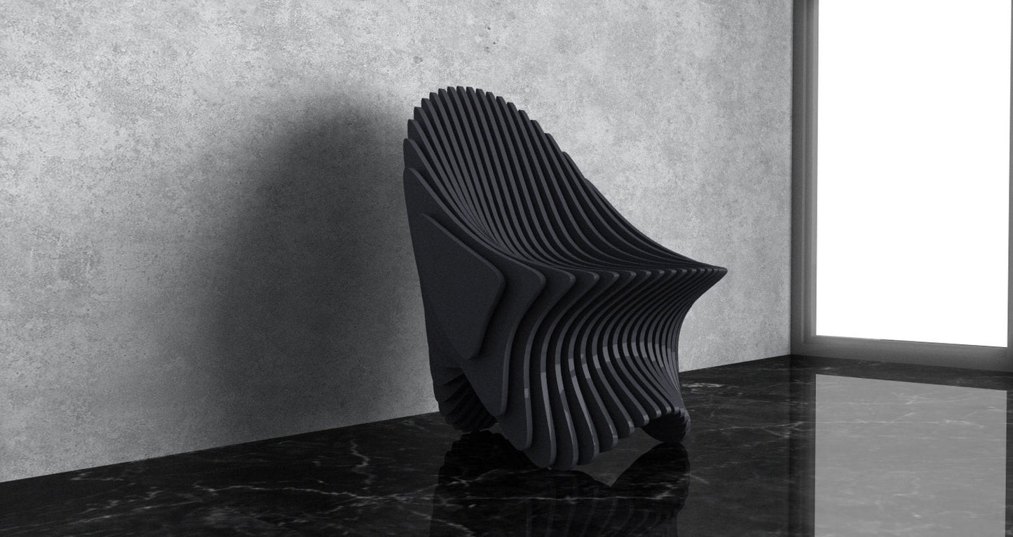 3D Modern Parametric Wavy Wooden Chair