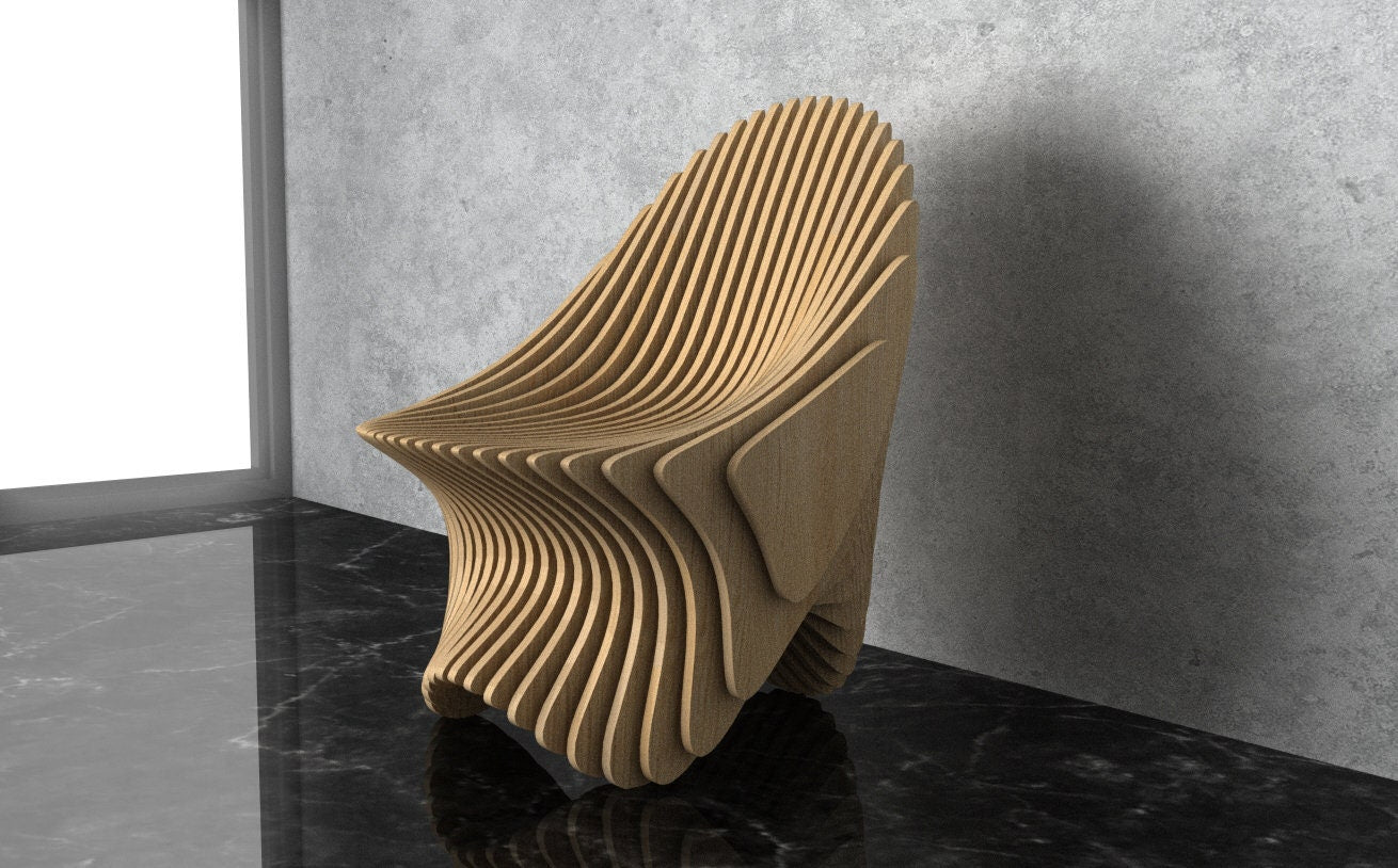 3D Modern Parametric Wavy Wooden Chair