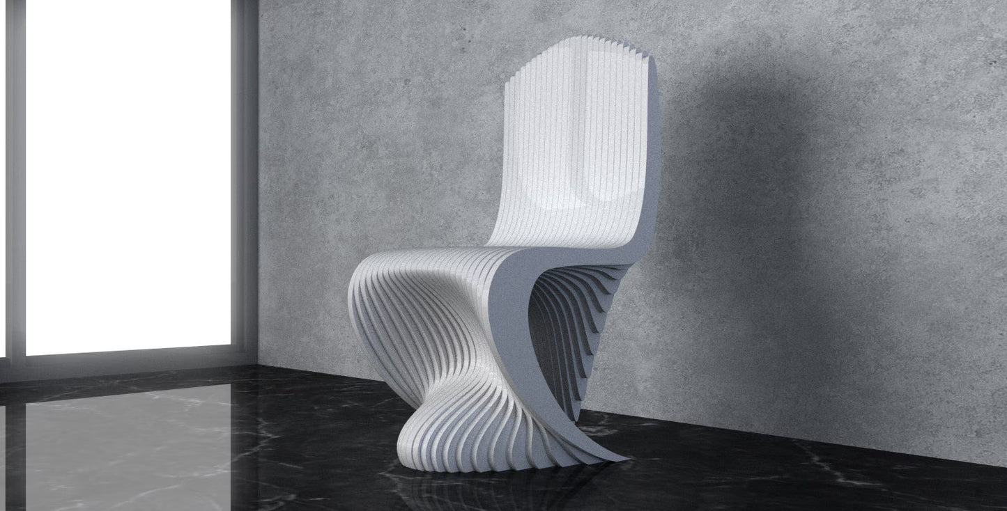 3D Parametric Wavy Design Wooden Chair