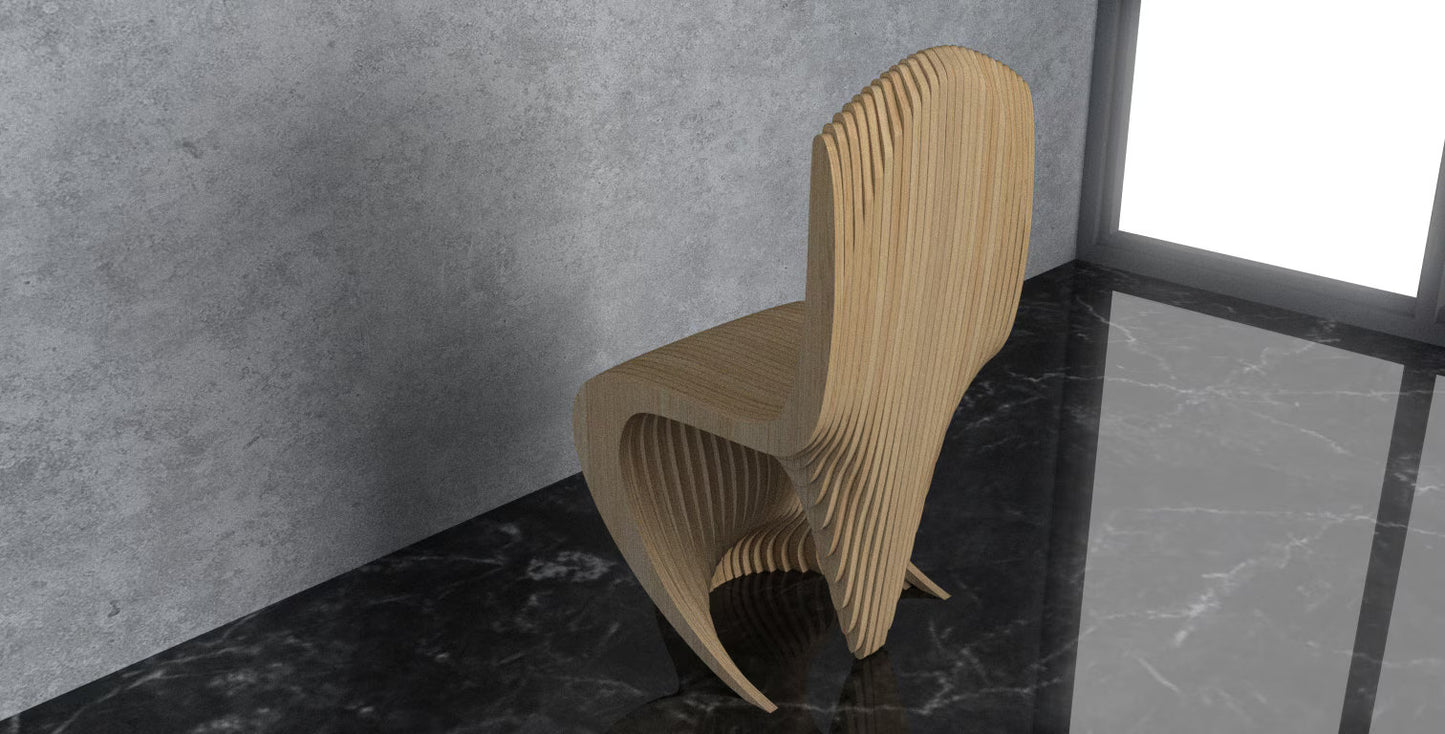 3D Parametric Wavy Design Wooden Chair