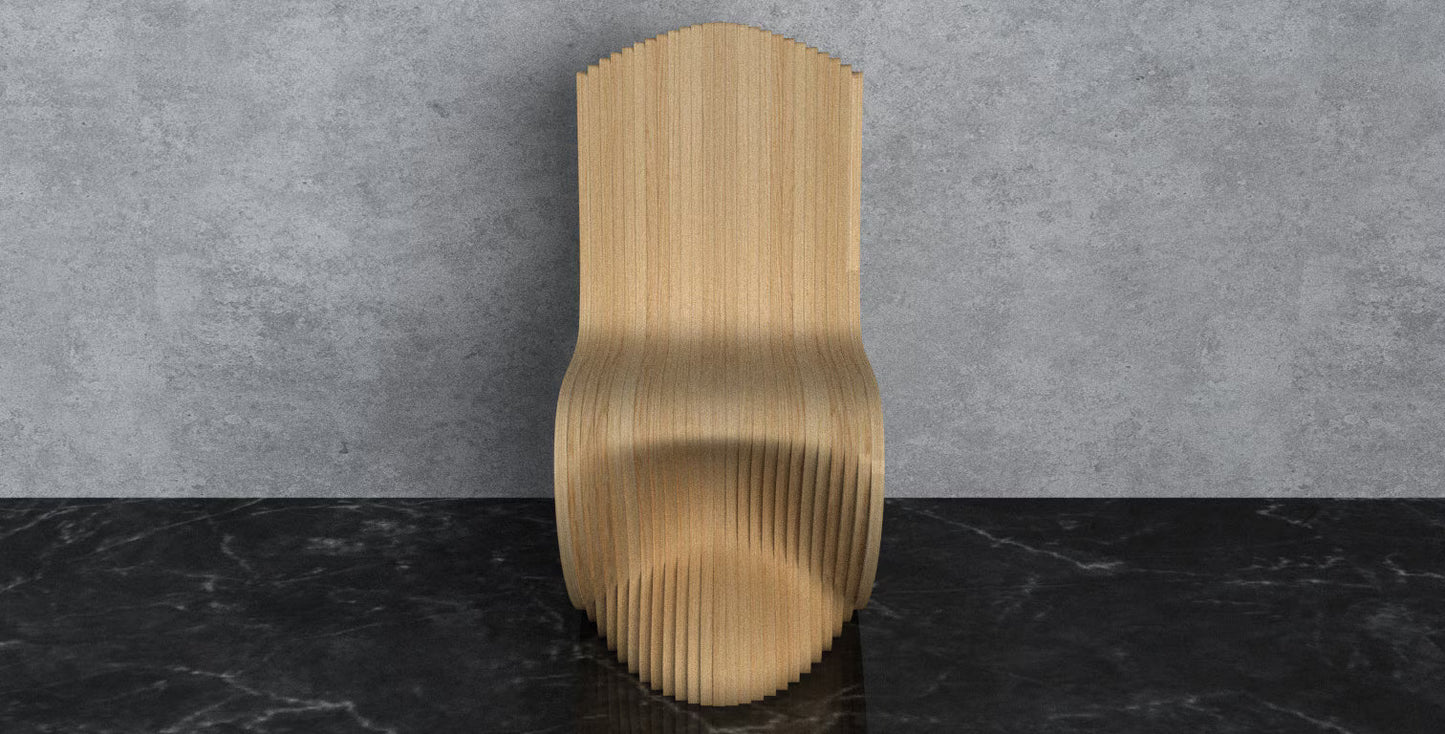 3D Parametric Wavy Design Wooden Chair