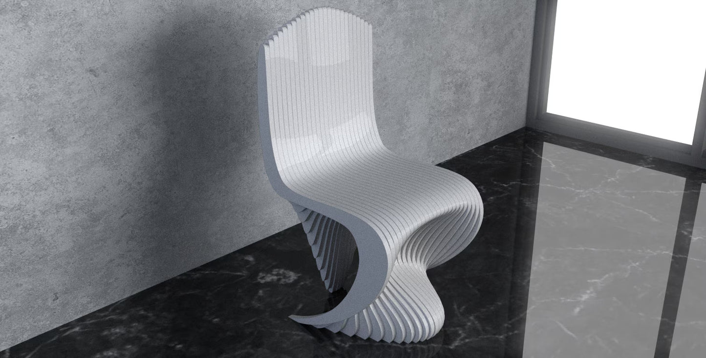 3D Parametric Wavy Design Wooden Chair