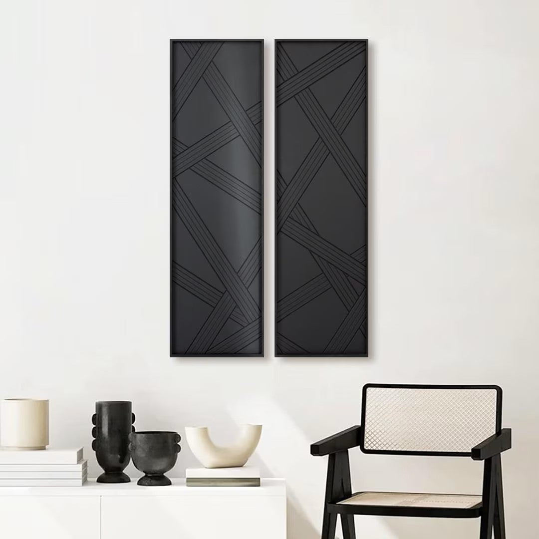 Black Modern Geometric Wooden Wall Art