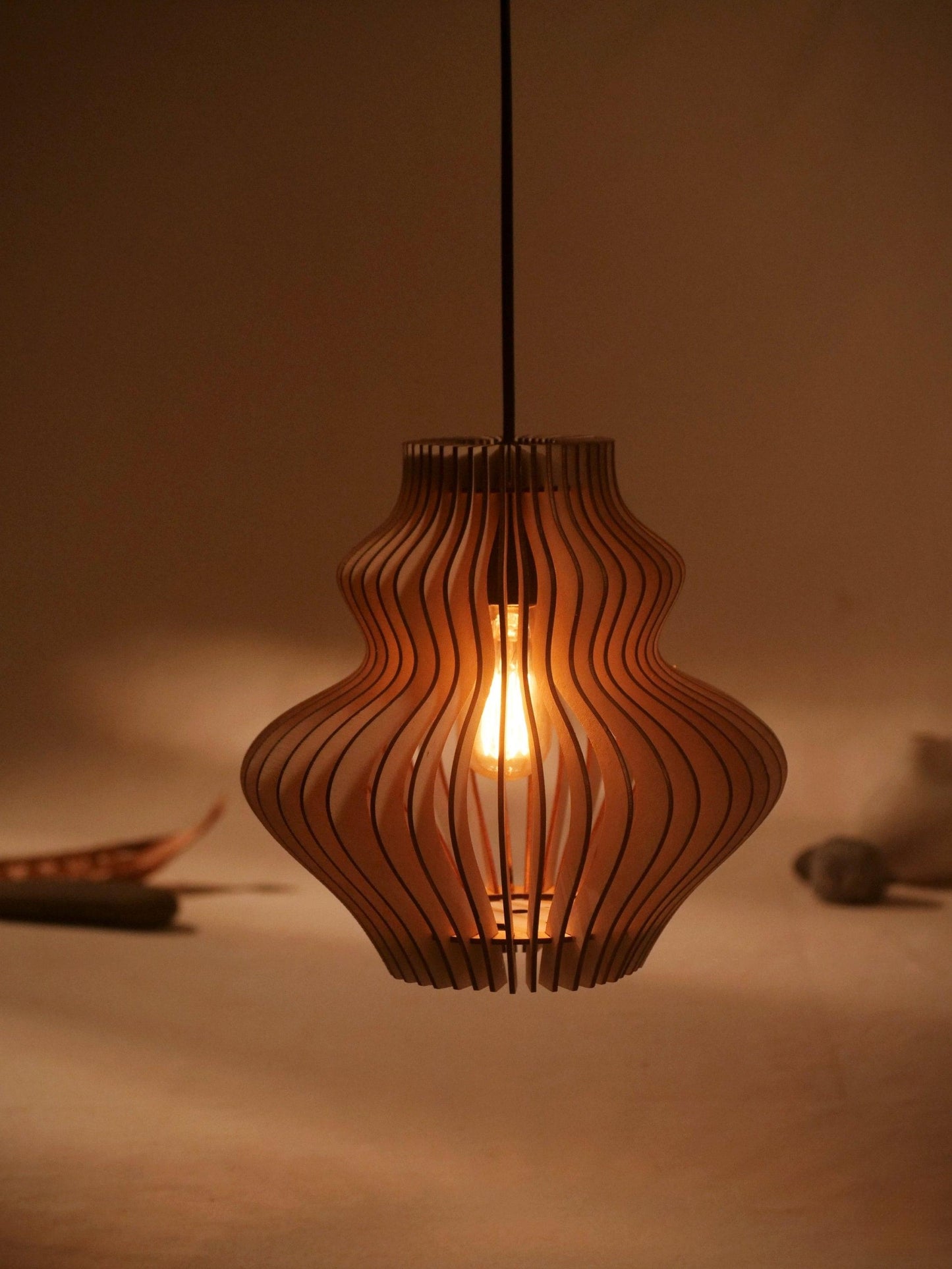 Chandelier pendant light with wood accents
