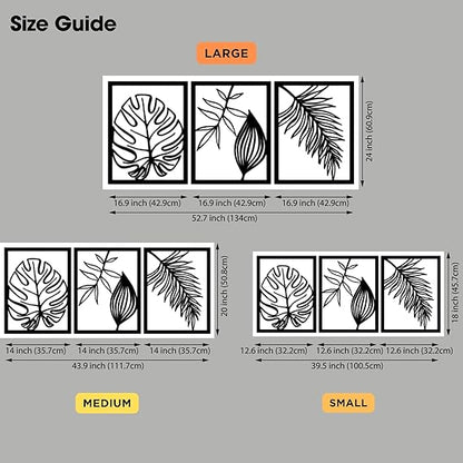 3 Panel Tropical Leaf Wooden Wall Art
