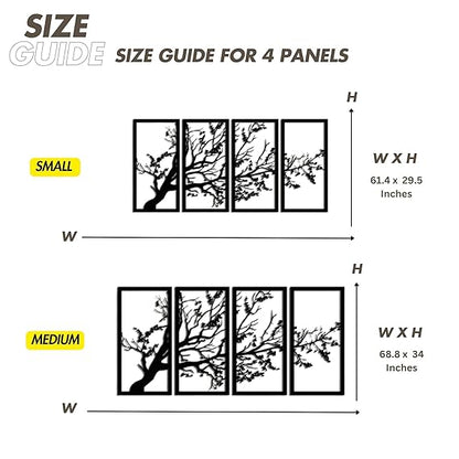 Tree of Life 4 Panels, Wood Tree Wall Art, Tree Sign