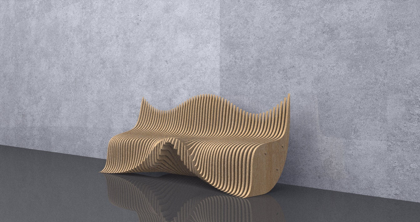 3D Wavy Design Parametric Wooden Bench