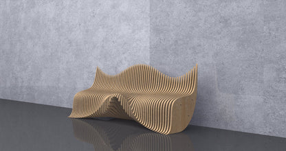 3D Wavy Design Parametric Wooden Bench