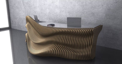 3D Wavy Design Parametric Wooden Office Desk