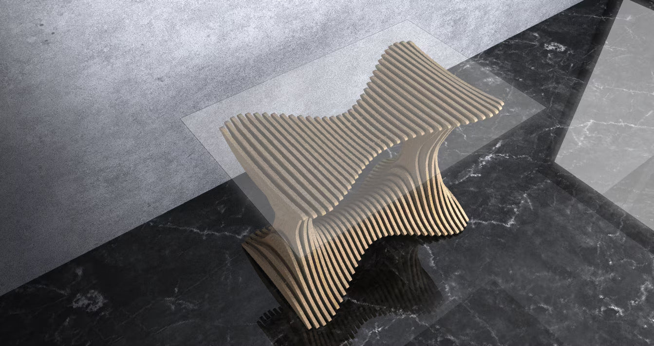 3D Parametric Wavy Design Wooden Table