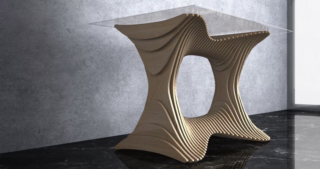 3D Parametric Wavy Design Wooden Table
