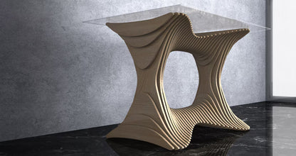 3D Parametric Wavy Design Wooden Table