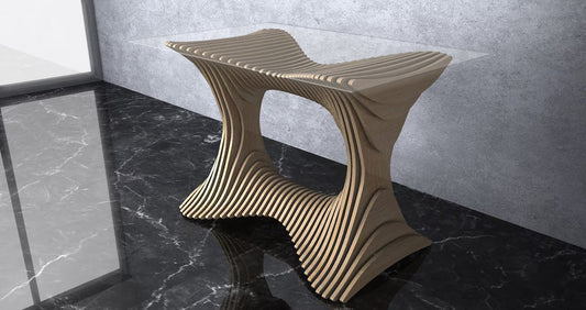 3D Parametric Wavy Design Wooden Table