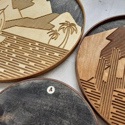 Set of 3 Abstract Design Wooden Wall Art