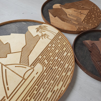 Set of 3 Abstract Design Wooden Wall Art