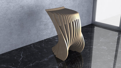 3D Parametric Wavy Design Wooden Stool