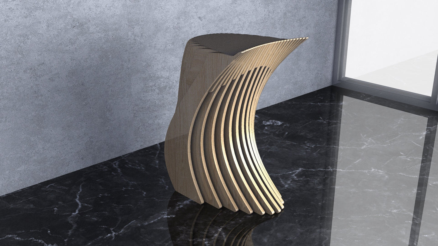 3D Parametric Wavy Design Wooden Stool