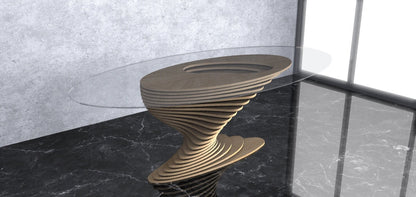 3D Wavy Design Parametric Wooden Side Table