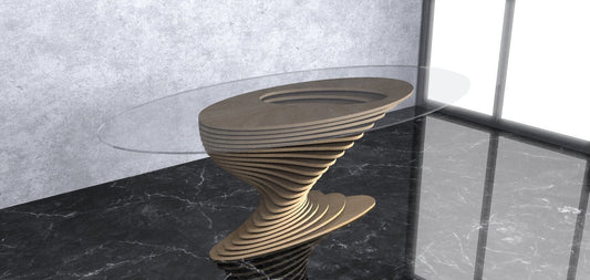 3D Wavy Design Parametric Wooden Side Table