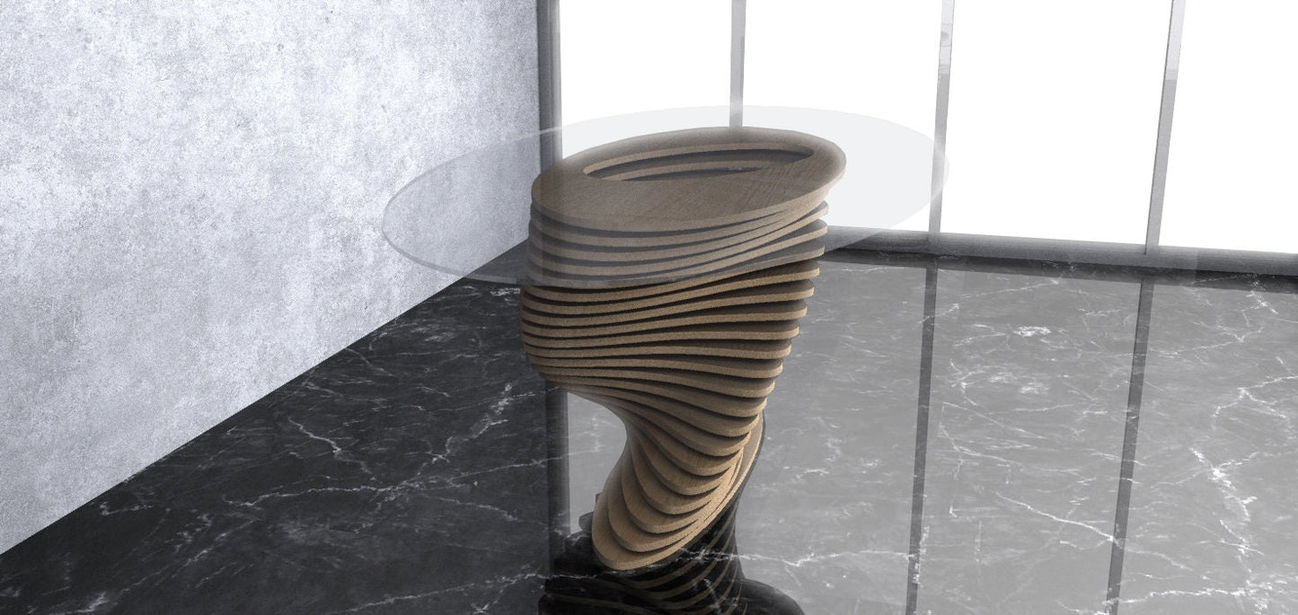 3D Wavy Design Parametric Wooden Side Table