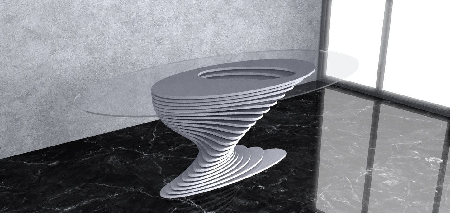 3D Wavy Design Parametric Wooden Side Table