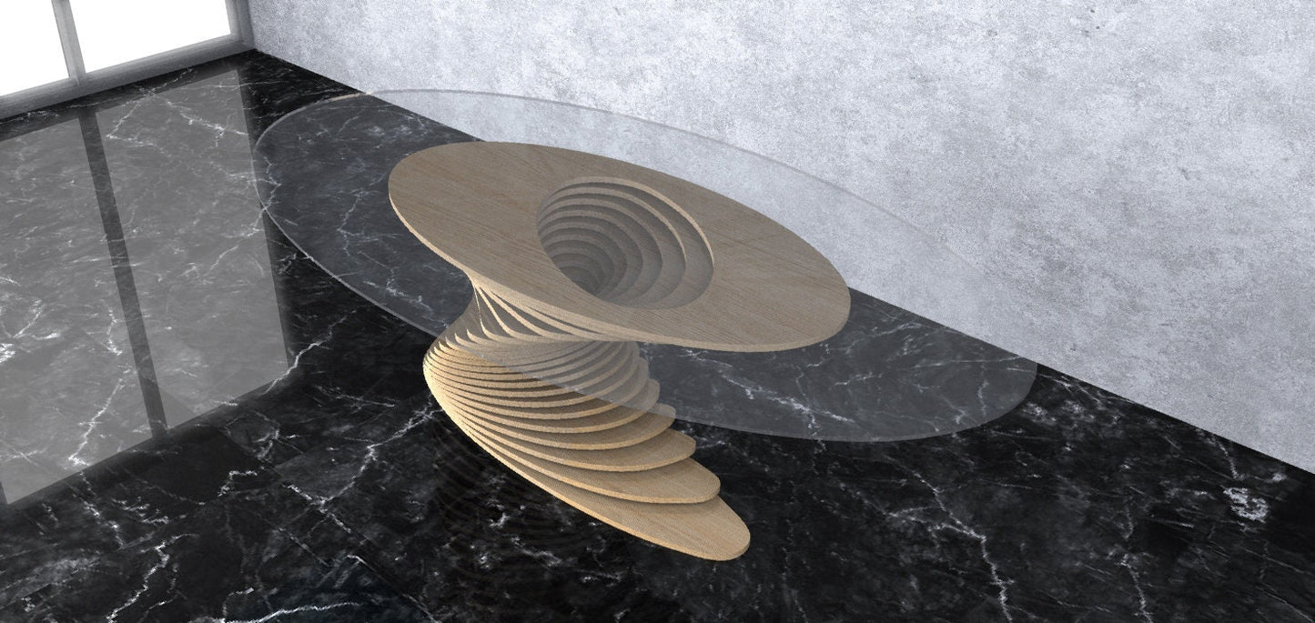 3D Wavy Design Parametric Wooden Side Table