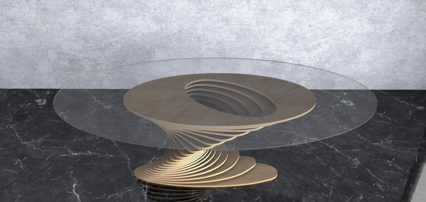 3D Wavy Design Parametric Wooden Side Table