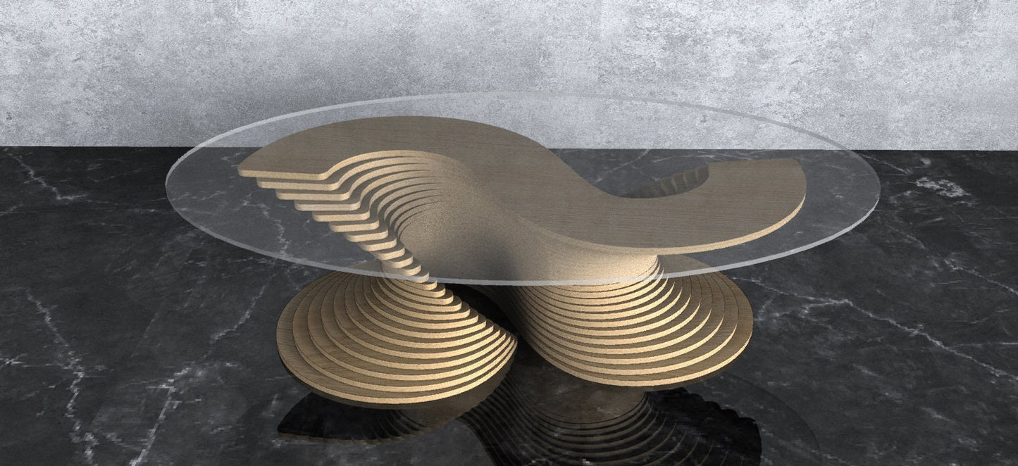 3D Wavy Design Parametric Wooden Table