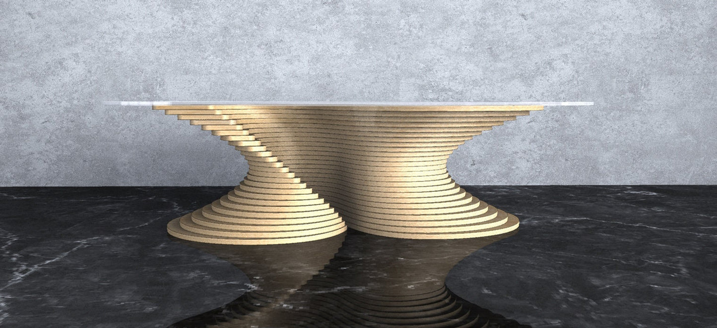 3D Wavy Design Parametric Wooden Table